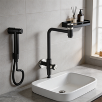 Robinet de cuisine mural moderne personnalisé en acier inoxydable 304 avec cartouche céramique et contrôle par application