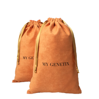 Pochette en suède marron personnalisable avec logo, réutilisable, pour cadeaux, sac à cordon, emballage en suède, vente en gros
