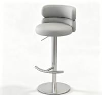Tabouret de bar moderne en métal, léger et durable, avec siège rembourré, dossier demi-lune, base et repose-pieds, chaise haute de comptoir
