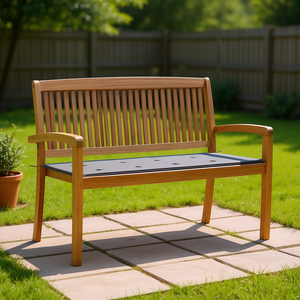 Banco de Jardín de Madera de Teca, Apilable, Muebles de Patio para Exteriores, 2 Plazas, Diseño Tradicional - Product Image 2