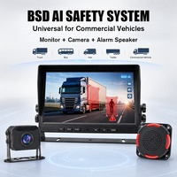 Moniteur DVR 4 canaux avec écran IPS 10,1 pouces, détection IA BSD intégrée, alarme de zone aveugle pour personnes et véhicules avec haut-parleur d'alarme sonore et lumineux