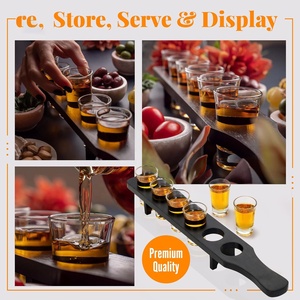 HOMEX | Plateau de service en bois pour verres à liqueur, support en bois pour verres à liqueur Tequila pour <span class=keywords><strong>restaurant</strong></span> sans verres - Product Image 5