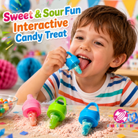 Bonbons en gros personnalisés en forme de seau avec poudre aigre, saveur fruitée, sucettes dures pour enfants
