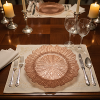 Luxuriöser 13-Zoll runder PP-Kunststoff-Platzteller, langlebig, mit Muster, für Hochzeiten, Geburtstage und Abendessen