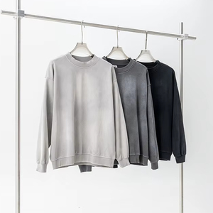 Yingling O-décolleté Sweat 370G 100% Coton Français Terry Hoodies MONKEY WASH Vintage Puff Print Blank Terry Hoodie - Product Image 1