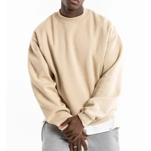 Sweatshirts surdimensionnés à col ras du cou pour hommes, OEM vierge, manches longues, logo personnalisé imprimé, haute qualité