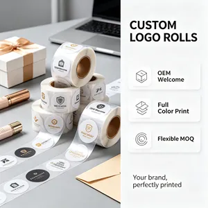 Self-Adhesive Round PET <b>Label</b> Roll Clear Strong Stickiness <b>Waterproof</b> for Business Packaging - Product Image 2