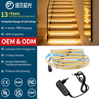 Kit de bande LED COB 320LEDs/M 24V avec adaptateur, bande LED ultra-fine à intensité variable pour chambre à coucher, salon, éclairage commercial