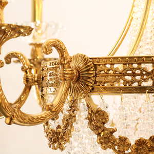 Lámpara Colgante Estilo Boho Europeo, Araña de Cristal de Lujo con Latón Antiguo para Vestíbulo de Hotel o Villa - Product Image 6