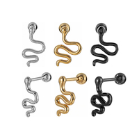 Pendientes de Acero Quirúrgico 316L con Forma de Serpiente Ondulada, Chapados en Oro PVD, Espiral, Animal, para Piercing de Tragus y Hélix