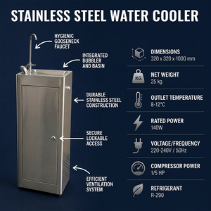 <span class=keywords><strong>Fontaine</strong></span> à <span class=keywords><strong>eau</strong></span> froide en acier inoxydable à 2 robinets avec bulleur pour salle de sport, bureau, hôtel, usine - Product Image 4