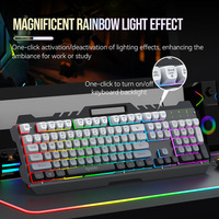 RAIKU T21 Wired Gaming Keyboard Mouse Combo Metal Frame RGB Backlit Phone Holder Anti Ghosting for PC Gamer Esports