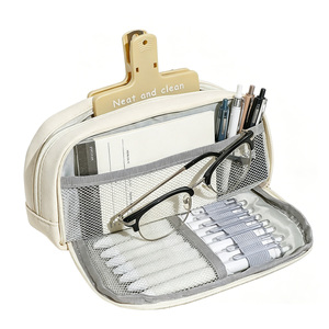 Estuche de Lápices BECOL Promocional de Gran Capacidad para Escritorio, Estuche de Lápices de Tela Suave de Color Sólido con Bolsillo Frontal y Clip - Product Image 2