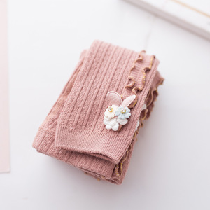 Collant per bambini con orecchie di fiori sul lato collant elastici autunnali e <span class=keywords><strong>invernali</strong></span> di medio spessore per ragazze <span class=keywords><strong>Leggings</strong></span> per bambini Super morbidi - Product Image 4