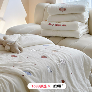 1688 Kids <b>Quilt</b> 3 Jin Double Layer Gauze Cotton Breathable Summer Air Conditioning Blanket With Cartoon Embroidery - Product Image 2