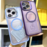 JOYPORODO B029 Coque de téléphone tendance avec support d'objectif en PC pour iPhone 17 16 15 14 Pro Max, Housse transparente antichoc pour Samsung Android