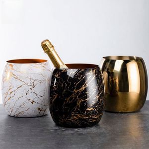 Seau à glace de luxe pour hôtel, en acier inoxydable 201 épaissi, 3,6 L, avec finition dorée, blanc et noir, pour champagne et vin rouge - Product Image 1