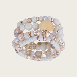 Vendita calda elegante Multi-strato combinazione di braccialetto di fascino bohémien per le donne in acrilico bracciale con perline a cuore - Product Image 4