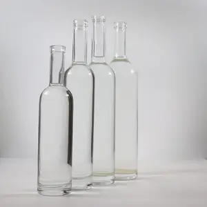 Nuocheng 250ml 375ml 500ml 750ml 1000ml Transparent Glass Liquor Vodka Tequila Bottle With Sealed Cork Lid
