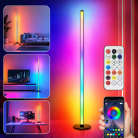 Lampu Lantai LED RGB Pintar 20W CRI90 Dapat Diredupkan, Tinggi Dapat Disesuaikan, Kontrol Jarak Jauh via Aplikasi, Lampu Berdiri Ambient untuk Kamar Tidur dan Ruang Gaming