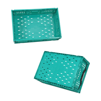 Caisse en plastique pliable JOIN Teal avec parois ventilées pour produits frais de la ferme et logistique de détail