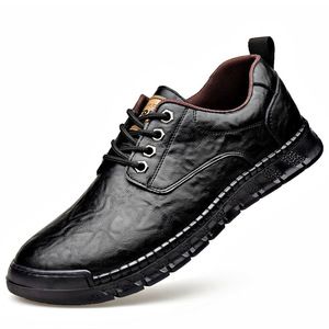 Chaussures en cuir pour hommes grandes tailles 45 46 47 48, semelle en caoutchouc antidérapante, talon bas, chaussures habillées décontractées et sportives - Product Image 5