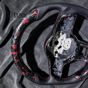 <span class=keywords><strong>Volante</strong></span> Deportivo Personalizado de Fibra de Carbono Forjado Rojo, Compatible con Volkswagen Golf, Passat, Bora, Polo, Sagitar MK7, <span class=keywords><strong>MK6</strong></span>, MK5 <span class=keywords><strong>GTI</strong></span>, GTD, TDI - Product Image 3