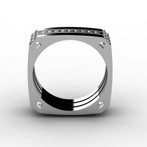 Anello da Uomo in Rame con Micro Zirconi Incastonati, Gioiello da Mano Elegante per Affari e Uso Quotidiano - Product Image 6