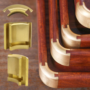 Chinese Style Tea Tray Brass <b>Corner</b> <b>Protectors</b> Rectangle Wood Handicraft Decorative Trays New Chinese Traditional Design - Product Image 1