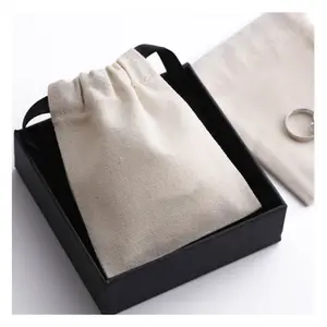 Top Selling Panda Sew 8*10 cm organic cotton canvas drawstring pouch gift jewelry packaging bags with logo