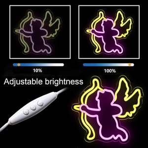 Cupid <span class=keywords><strong>Demon</strong></span> <span class=keywords><strong>Neon</strong></span> Sign Pink Yellow LED Wall Decor para niñas Dormitorio Boda Sala de estar para el Día de San Valentín Navidad Acrílico - Product Image 4