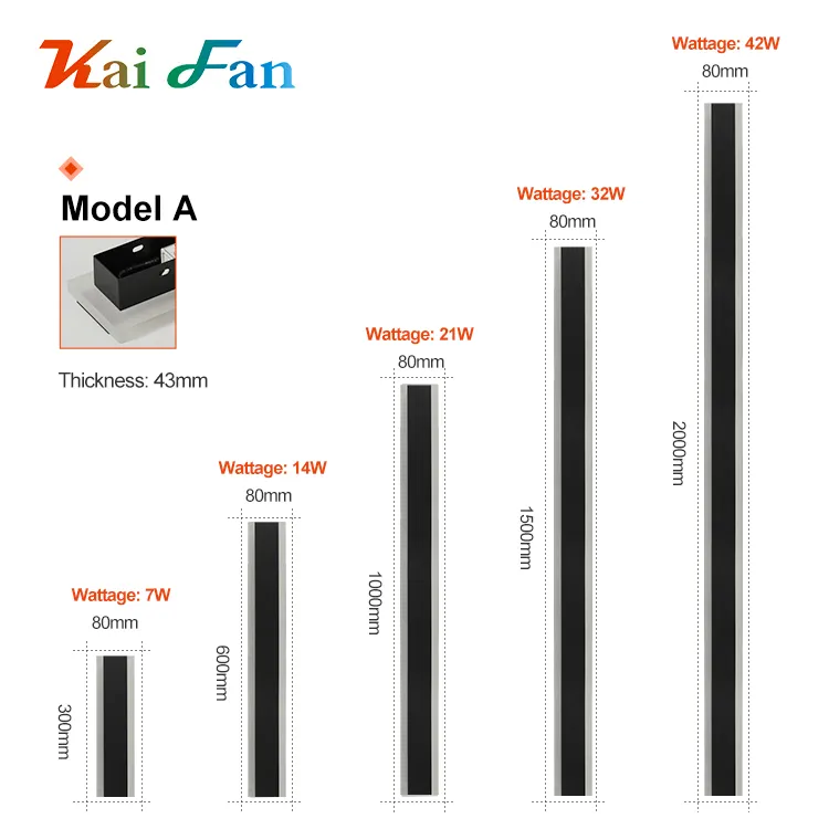 Kaifan 110V 220V Moderne Buiten Lineaire Strip Wandlamp 3000K Warm Wit Tuinkandelaar Lang Led Wandlicht