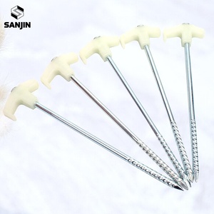 Piquets de tente fluorescents 25 cm, piquets en spirale en acier avec poignée en plastique antidérapante, phosphorescents, <span class=keywords><strong>pour</strong></span> le camping, la randonnée, le pique-nique - Product Image 4