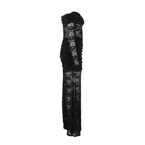 Abito da festa ZHEZHE da donna, estivo, slim fit, sexy, con <span class=keywords><strong>spalle</strong></span> <span class=keywords><strong>scoperte</strong></span>, <span class=keywords><strong>maniche</strong></span> <span class=keywords><strong>lunghe</strong></span>, in pizzo, aderente sui fianchi. - Product Image 5