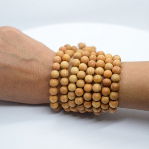 Collier de méditation artisanal en bois de santal pur Riddhi Siddhi, 135 perles, brun doré foncé naturel, pour le chant, le yoga et l'énergie - Product Image 1