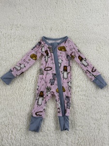Combinaison bébé unisexe en tissu de bambou tricoté personnalisé Yy, imprimé, automne, nouveau-né, bébé, fermeture éclair bidirectionnelle, pyjama pour tout-petit, vêtement de nuit - Product Image 5