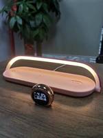3 In 1 Mobiel Laadstation 15W Snelle Draadloze Opladerstandaard Met Led-Lamp En Afneembare Wekker