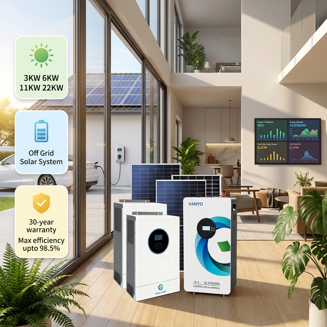 VANYO 3kw 6kw 11kw 22kw Low Voltage off Grid Solar Inverter Lithium Battery Solar System Set