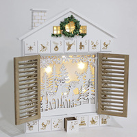 Calendrier de l'Avent de Noël en bois avec LED, 24 jours, boîte cadeau au design européen pour la décoration de la maison et du bureau