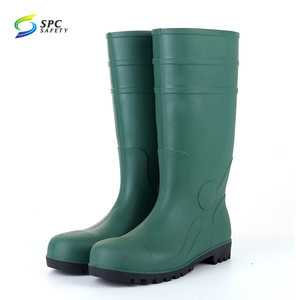 Midsole de punta de acero resistente a químicos, <span class=keywords><strong>Botas</strong></span> de lluvia protectoras para minería de construcción industrial, PVC, antiácido alcalino, negro, barato - Product Image 2