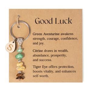 พวงกุญแจคริสตัลประดับด้วยหินอะเวนเจอรีนสีเขียว ซิทริน และไทเกอร์อาย เครื่องรางนำโชคสำหรับใช้ในชีวิตประจำวัน ของขวัญ หรือตกแต่งกระเป๋า หรือพวงกุญแจมือถือ - Product Image 1