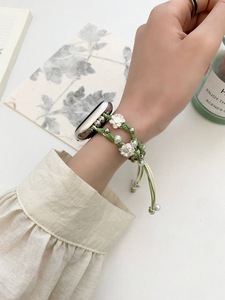 <span class=keywords><strong>Correa</strong></span> de <span class=keywords><strong>reloj</strong></span> trenzada estilo loto chino compatible con Apple Watch 38 40 41 42 44 45 49mm, <span class=keywords><strong>correa</strong></span> de cuentas hecha a mano para mujer - Product Image 5