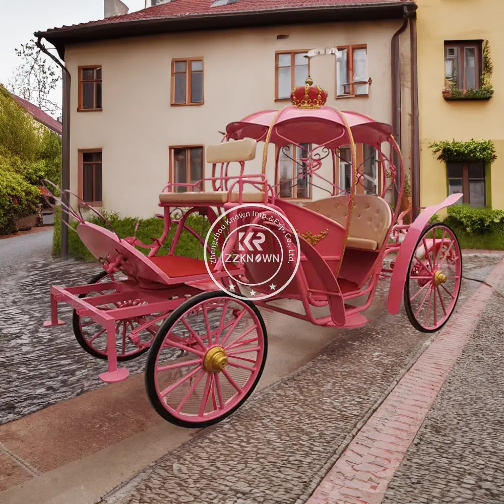 Chariot à chevaux électrique de luxe à quatre roues rose de style anglais Victoria Pumpkin