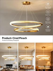 Lampadario Moderno in Cristallo di Lusso, Illuminazione <span class=keywords><strong>a</strong></span> Sospensione LED 6000K Dimmerabile, Corpo in Alluminio, 120W 220V per Soggiorno e Camera da Letto - Product Image 1