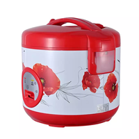 Cuisinière à riz électrique automatique 1,8 L, motif floral blanc et rouge, couvercle et base rouges, pot antiadhésif, cuisson du riz à un bouton, OEM