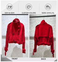 Veste Courte en Daim et Peau de Mouton pour Femme, Col Montant, Double Boutonnage, Manteau Court Automne Hiver, Vêtement d'Extérieur, Vente en Gros OEM