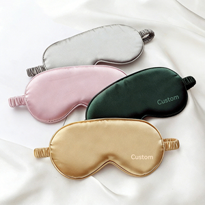 Masque de sommeil personnalisé en satin de soie rose/crème, vierge pour sublimation, mignon et confortable, de marque, pour le voyage - Likewinner Luxe par transfert thermique - Product Image 1
