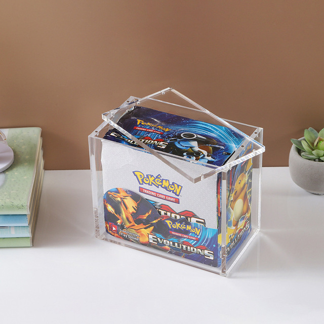 Clear Acrylic Pokemond ETB Booster Box Case TCG Protector Trading Card Game Display Box Magnetic Lid Collector Storage Holder