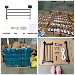 Séchoir à <span class=keywords><strong>linge</strong></span> pliable d'extérieur durable, <span class=keywords><strong>en</strong></span> acier galvanisé avec peinture pulvérisée, support mural pour <span class=keywords><strong>linge</strong></span> - Product Image 4