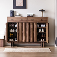 Meuble à chaussures de style Mid-Century, grand rangement en bois, autoportant, avec étagères réglables pour salon et entrée